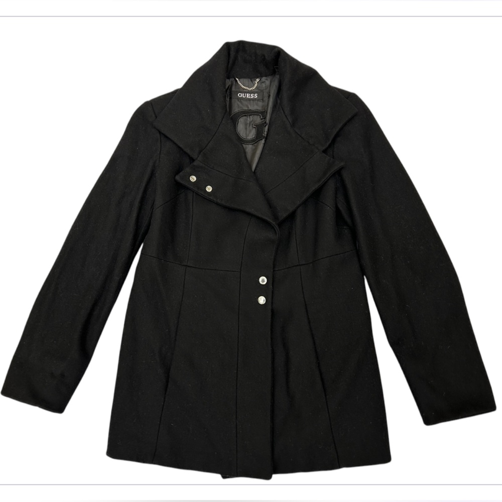 GUESS Women’s Double-Breasted Wool Blend Pea Coat Size: L